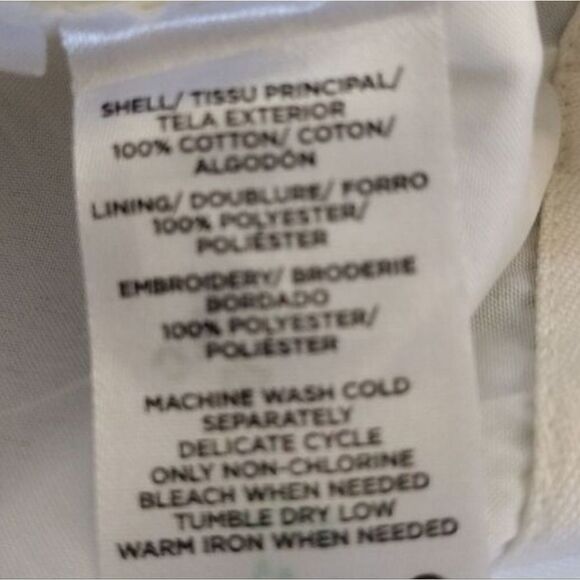 LOFT White Blue Floral Embroidered Lined Mini Shift Skirt Size 10P - Picture 15 of 15